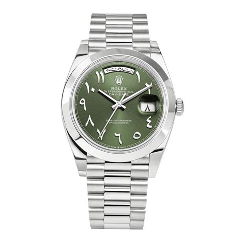 rolex day-date arabic dial green|rolex daydate 40 green dial.